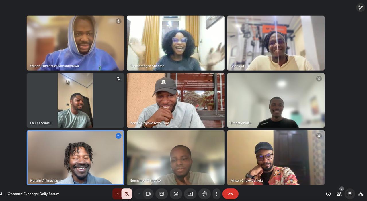 The Onboard team on a daily scrum call
